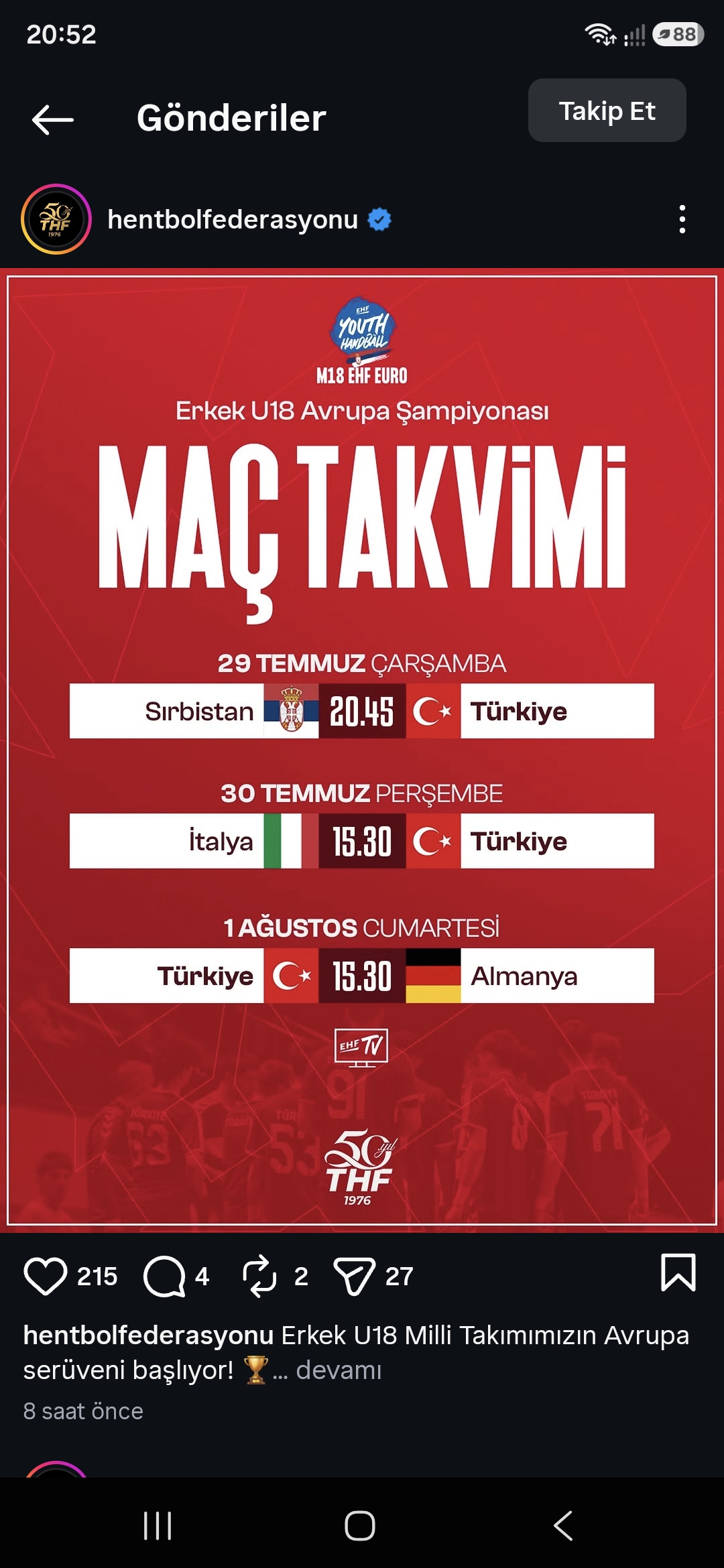 Hendekli Yusuf Saraç U18 Milli takım kadrosunda