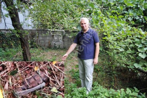 Bahçede incir toplarken patlamamiş el bombasi buldu