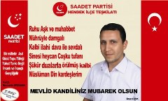 Sp ilçe başkani ömer yanik "mevlid kandiliniz mubarek olsun"