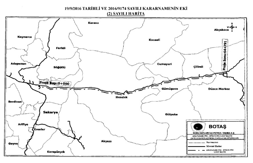 Petrol Boru Hattı Hendek’ten geçecek.