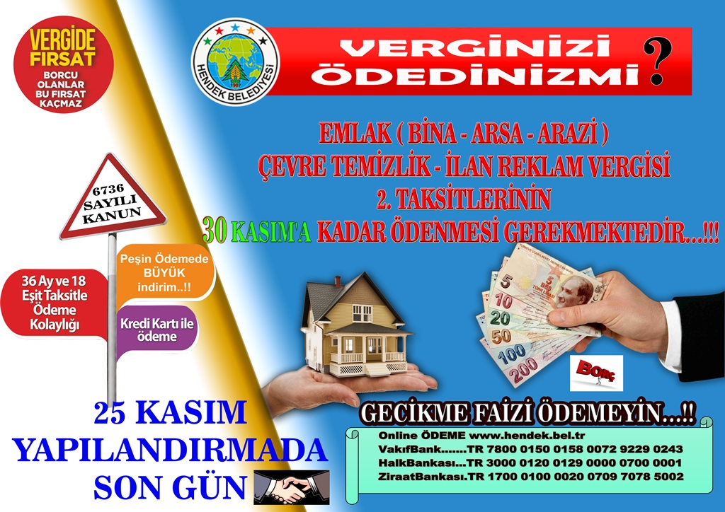 Vergilerin ikinci taksiti 30 KASIM’da son