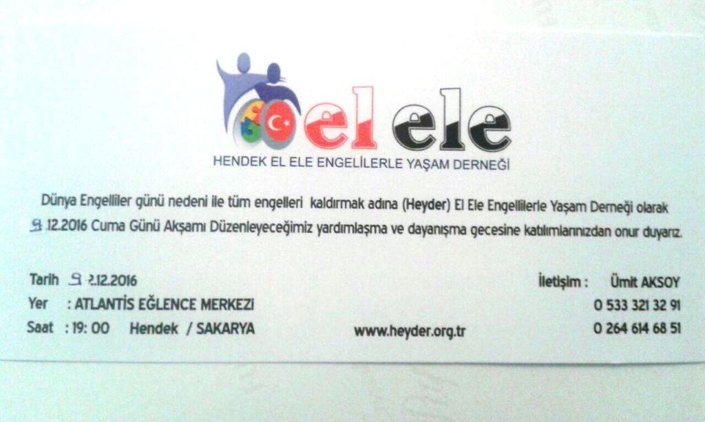 El Ele Engelliler Derneğinden Davet