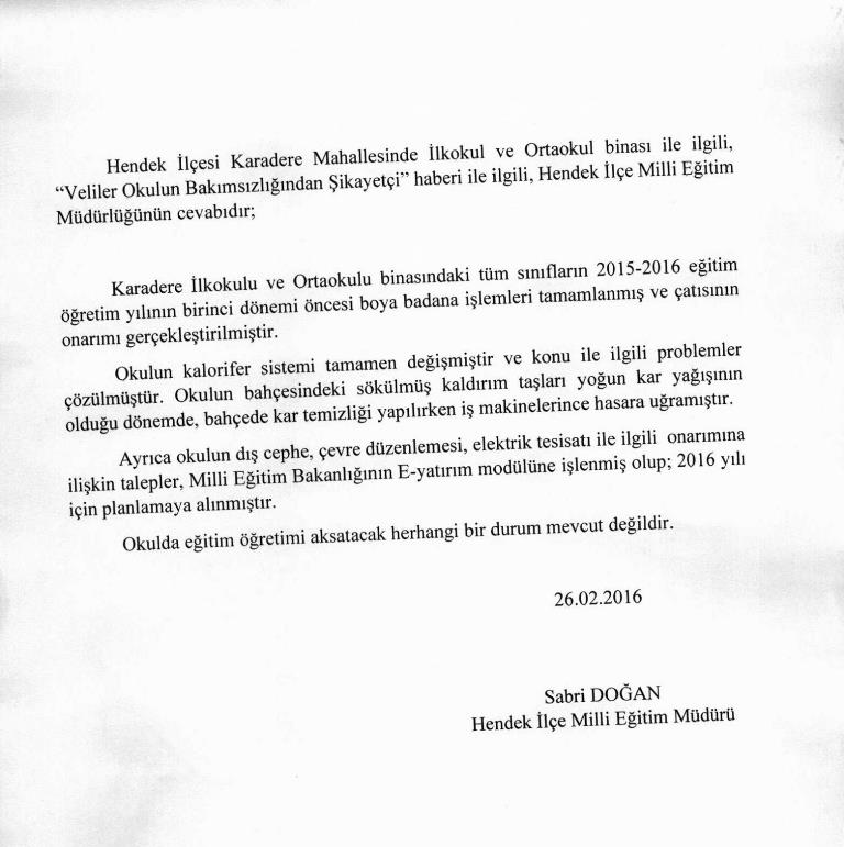 İlçe Milli Eğitimden Velilerin Tepkisine Açıklama Geldi