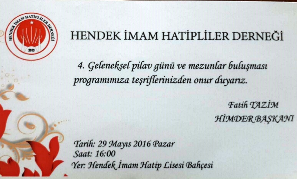 Hendek İmam Hatipliler Hafta Sonu Buluşuyor