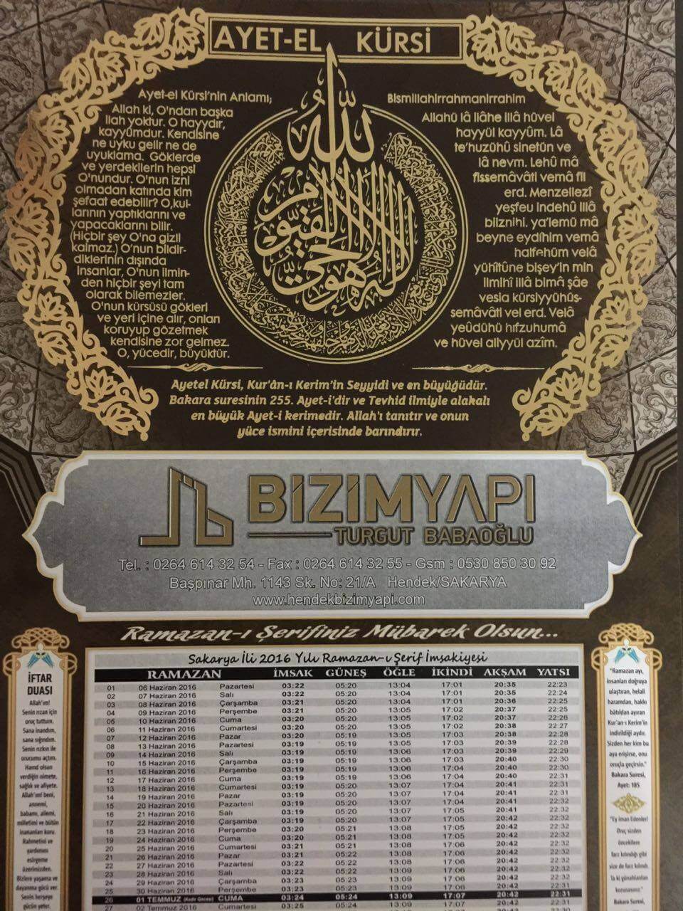 Ramazan İmsakiyesi