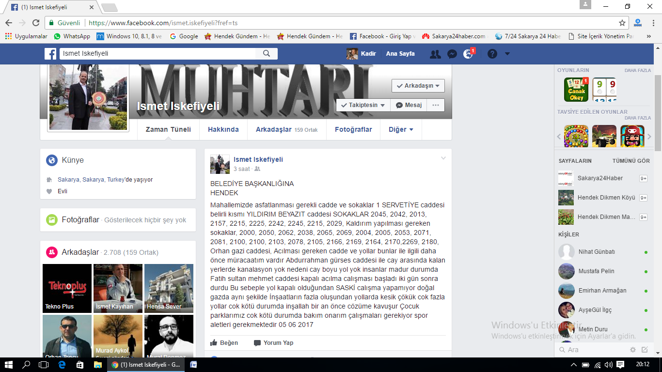 MUHTAR İSKEFİYELİ, YENİMAHALLENİN EKSİKLERİNİ SIRALADI
