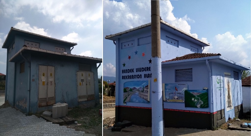Hendek’te trafolar boyanıyor