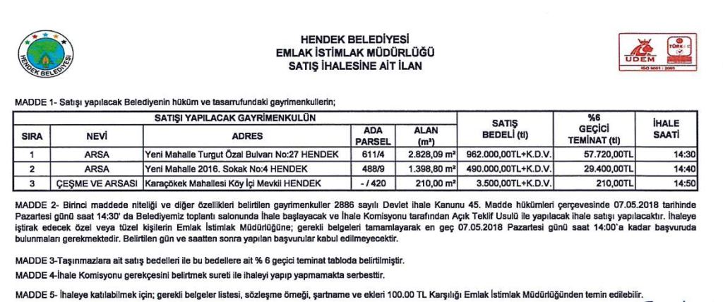 Açık Teklif Usulü İhale