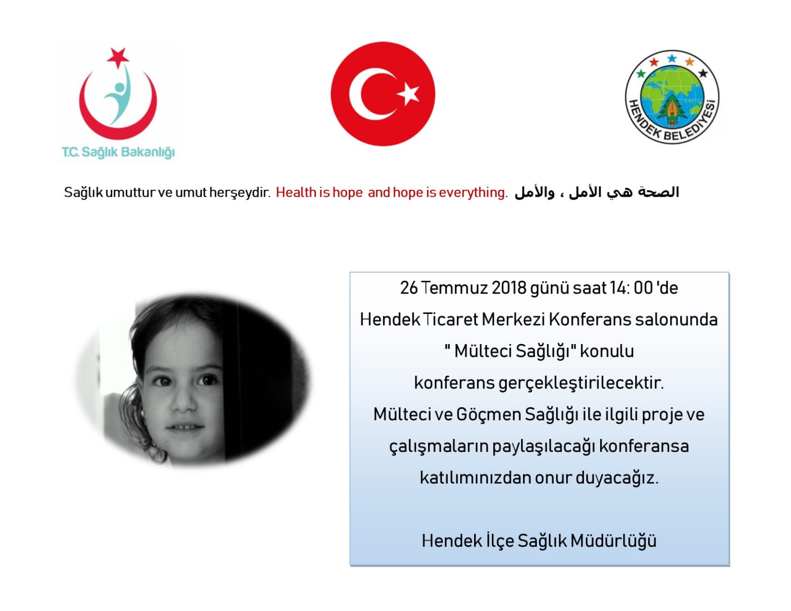İlçe Sağlık Müdürlüğü Göçmen ve Mültecilere Konferans Verecek