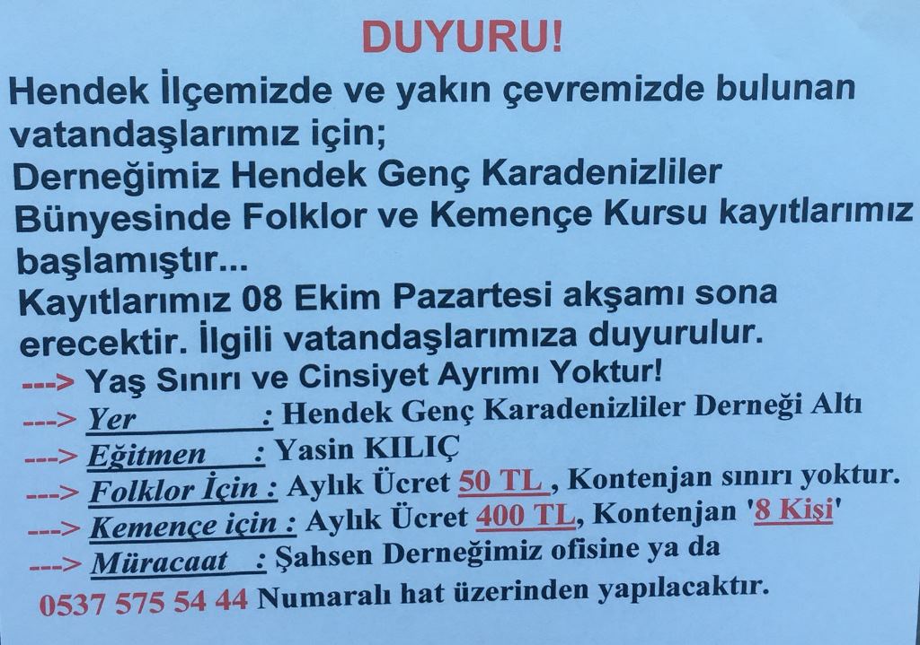 Genç Karadenizliler Folklor ve Kemençe Kursu Açıyor