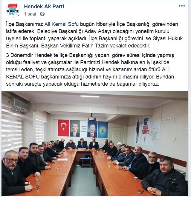 Sofu’dan Boşalacak Olan İlçe Başkanlığına O İsim Gelecek