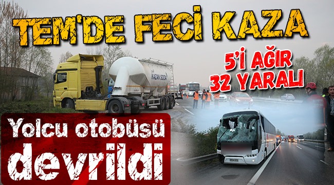Yolcu Otobüsü Devrildi, 5 Ağır 32 Yaralı