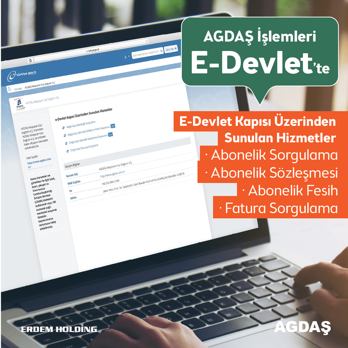 AGDAŞ artık E-Devlet