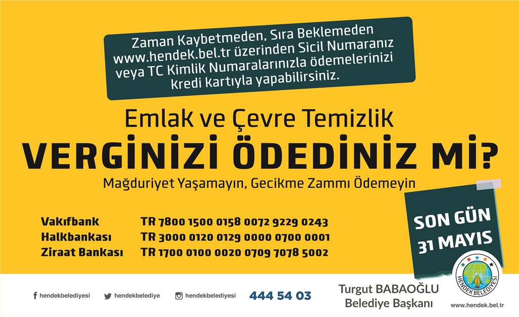Emlak ve Çevre Vergisinde Son Gün 31 Mayıs