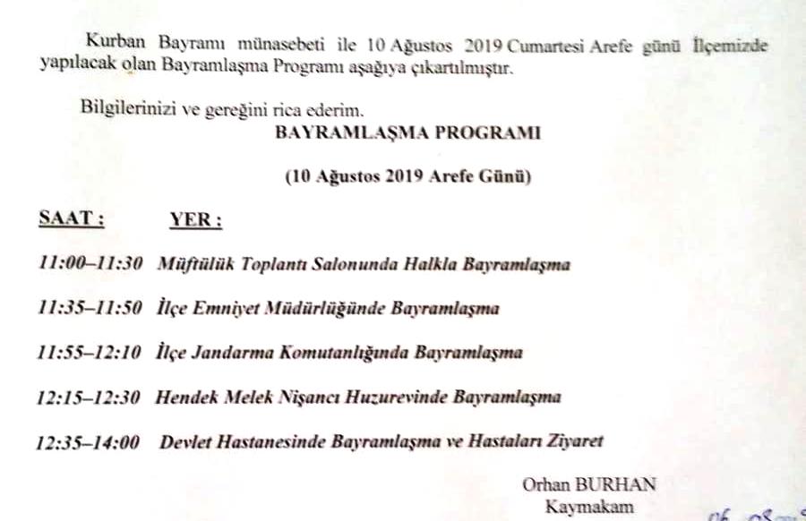 Halk Bayramlaşma Programı Belli Oldu
