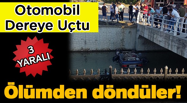 Otomobil dereye uçtu 3 Yaralı
