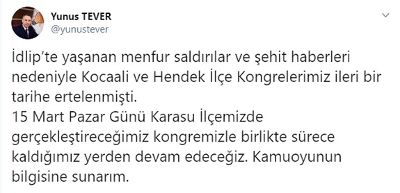 AK Parti Hendek'te Kongre Ertelendi