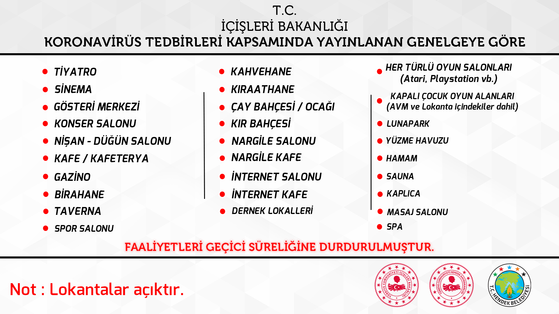 VATANDAŞLARIMIZA ÖNEMLİ DUYURU