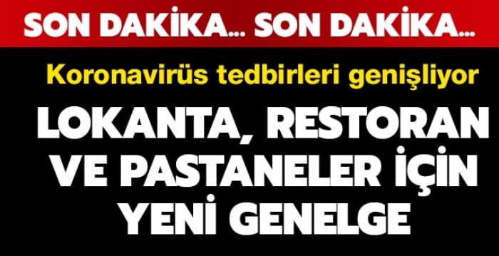 Lokanta, Restoran ve Pastanelere Düzenleme Geldi