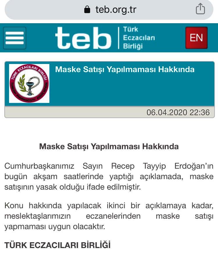 Eczanelerde Maske Satışı Yasaklandı