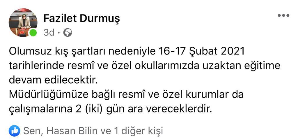 Okullara iki gün daha kar engeli