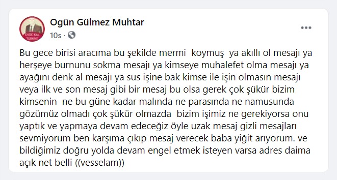 Muhtar Tehdit mi Edildi