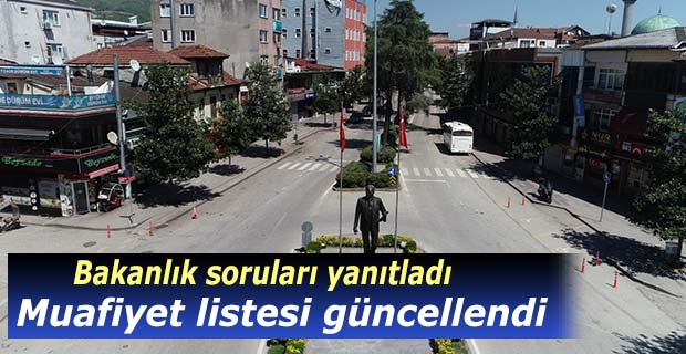 Bakanlık Soruları Cevapladı,Muafiyet listesi güncellendi