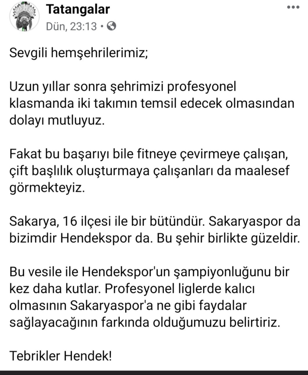 Tatangalar’dan Birlik Beraberlik Vurgusu