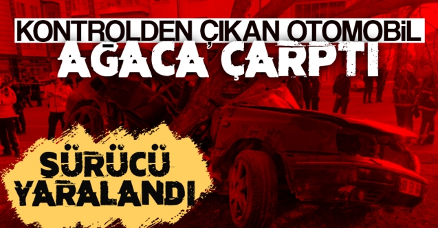 Kontrolden çıkan araç ağaca çarptı
