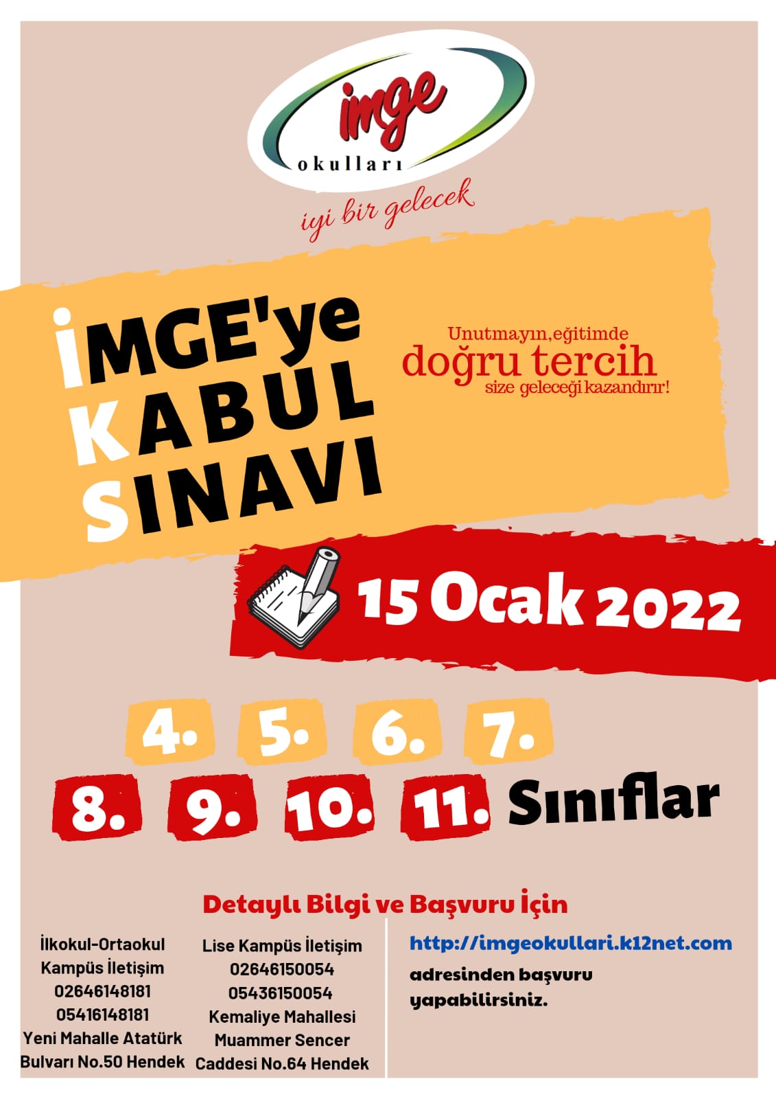 Özel İmge Okulları, Bursluluk Sınavı düzenliyor