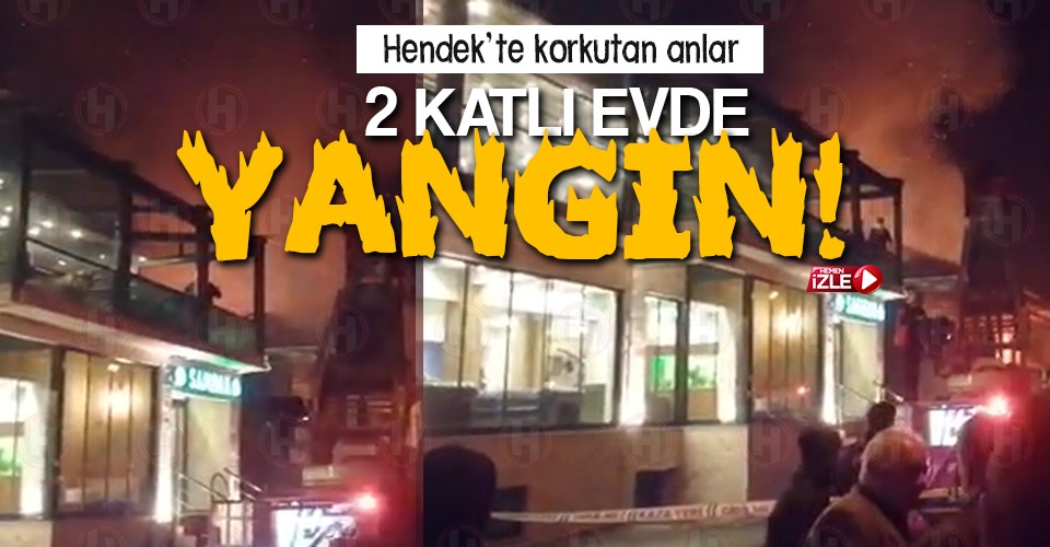 İki katlı ev alev alev yandı