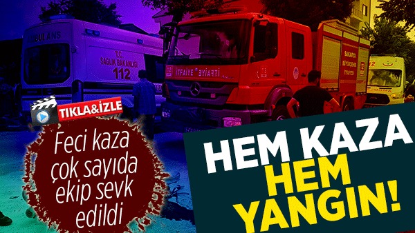 Kaza Yapan Motorsiklet Sürücüsü Ağır Yaralanırken, Yangın çıktı