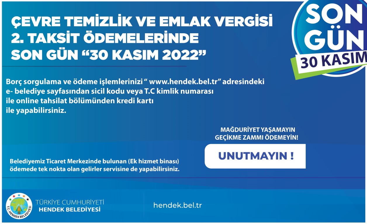 HENDEK BELEDİYESİNDEN 30 KASIM UYARISI