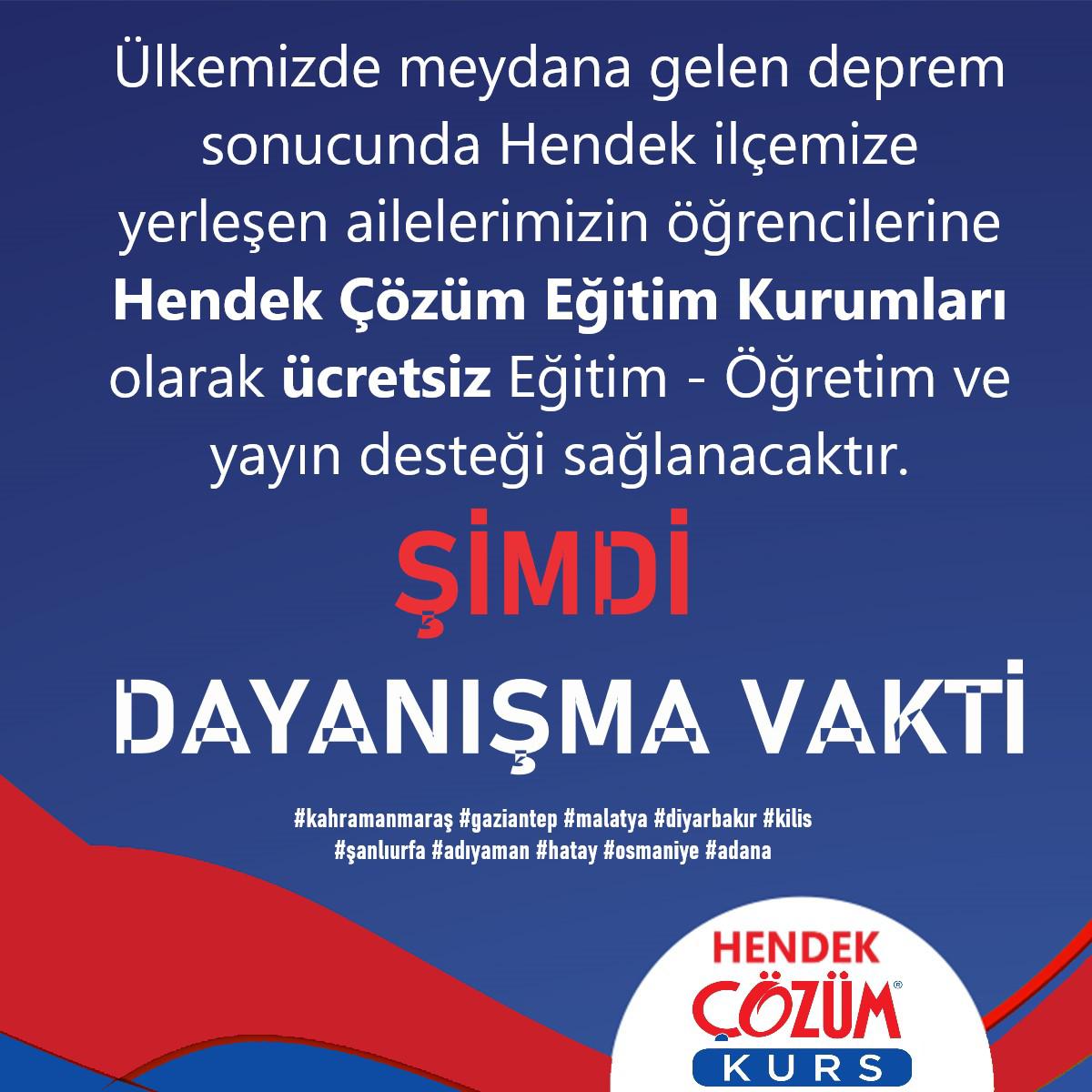 Hendek Çözüm Eğitim Kurumlarından deprem mağduru öğrencilere tam destek